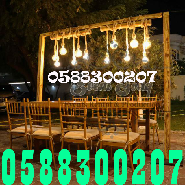 Rent tables with lights for rent, rent clean chairs for rent in Dubai.